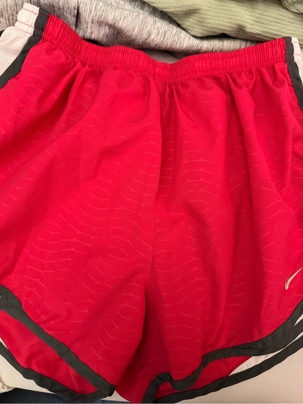 Nike Women's Red Athletic Running Shorts with Black Trim